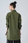 Shop Samant Chauhan Green Cotton Collared, Button-down Neck Olive Pattern Shirt at Aza Fashions Shop_Samant Chauhan_Green Cotton Collared, Button-down Neck Olive Pattern Shirt _at_Aza_Fashions