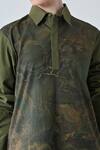 Samant Chauhan Green Cotton Collared, Button-down Neck Olive Pattern Shirt Online at Aza Fashions Samant Chauhan_Green Cotton Collared, Button-down Neck Olive Pattern Shirt _Online_at_Aza_Fashions