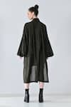 Shop_Samant Chauhan_Green Cotton, Viscose Collared Olive Shirt Dress _at_Aza_Fashions