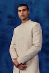 Mishru_Beige Embroidery Zavi Sherwani Set _Online_at_Aza_Fashions