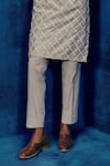 Mishru_Gray Chanderi Embroidery Designer Elio Kurta Set _Online_at_Aza_Fashions