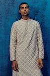 Buy_Mishru_Gray Chanderi Embroidery Designer Elio Kurta Set _Online_at_Aza_Fashions