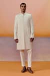 Buy_Mishru_Ivory Embroidery Troy Sherwani Set _at_Aza_Fashions