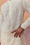 Shop_Mishru_Ivory Organza Remy Kurta Set _Online_at_Aza_Fashions