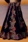 Mishru_Black Organza, Chiffon Embroidery Square Neck Floral Lehenga Set _Online_at_Aza_Fashions