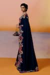 Shop_Mishru_Blue Silk Embroidery Square Neck Nysa Designer Saree Set _at_Aza_Fashions