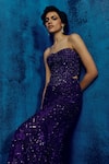 Mishru_Purple Tulle Sequins Sweetheart Neck Pia Corset And Sharara Set _Online_at_Aza_Fashions