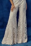 Mishru_Ivory Tulle Embroidery Square Neck Dasha Jumpsuit _Online_at_Aza_Fashions