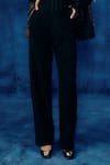 Mishru_Black Silk, Tweed Embroidery Square Neck Rini Designer Blazer Set _at_Aza_Fashions