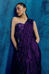 Buy_Mishru_Purple Organza Sequins Sweetheart Neck Designer Yuki Saree With Corset Blouse _Online_at_Aza_Fashions