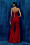 Shop_Mishru_Red Tweed Sequins Square Neck Myna Pants Set _at_Aza_Fashions
