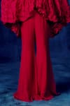Buy_Mishru_Fuchsia Organza V-neck Ruffled Cape Top And Pant Set _Online_at_Aza_Fashions