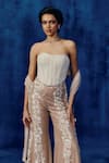 Mishru_Gold Tulle Embroidery Sweetheart Neck Heli Sharara Set _Online_at_Aza_Fashions