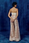 Shop_Mishru_Gold Tulle Embroidery Sweetheart Neck Heli Sharara Set _at_Aza_Fashions