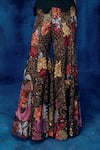 Buy_Mishru_Black Organza Fabric Flowers, Embroidery Open Neck Ole Pants Set _Online_at_Aza_Fashions