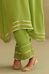 Midori By Sgv_Green Crepe, Silk Embroidery, Sequins V-neck Azra Designer Kaftan Set _Online_at_Aza_Fashions