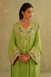 Buy_Midori By Sgv_Green Crepe, Silk Embroidery, Sequins V-neck Azra Designer Kaftan Set _Online_at_Aza_Fashions