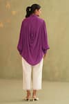 Shop_Midori By Sgv_Purple Crepe, Silk Sequins Collared Iris Hand Embroidered Shirt _at_Aza_Fashions