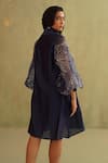 Buy_Midori By Sgv_Blue Cotton, Chanderi, Silk Sequins, Embroidery Midnight Briana Dress _Online_at_Aza_Fashions
