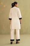Shop_Midori By Sgv_Off White Cotton, Silk, Chanderi, Organza Sequins Round Neck Scalp Kurta Set _at_Aza_Fashions