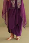 Midori By Sgv_Purple Organza, Satin Sequins, Cut Work High Designer Draped Skirt And Cape Set _Online_at_Aza_Fashions