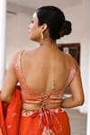 Buy_Naaritva India_Orange Silk Zari Handwoven Lehenga Set 