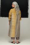 Shop_Urvashi Kaur_Gray Tussar, Silk Collared Shibui Dress _at_Aza_Fashions