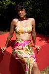 Zwaan_Beige Linen Sweetheart Neck Mari Printed Bustier _Online_at_Aza_Fashions