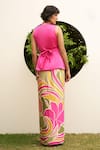 Shop_Zwaan_Beige Linen, Satin Designer Mari Skirt _at_Aza_Fashions
