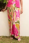 Buy_Zwaan_Beige Linen, Satin Designer Mari Skirt _Online_at_Aza_Fashions