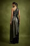 Shop_Babita Malkani_Black Sequins Asymmetric And Gold Crinkled Metallic Jumpsuit _at_Aza_Fashions