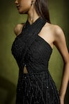 Shop_Babita Malkani_Black Tulle Halter Neck Designer Dress _Online_at_Aza_Fashions