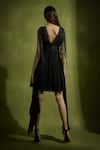 Shop_Babita Malkani_Black Satin, Georgette Beads V-neck Designer Dress _at_Aza_Fashions