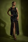 Buy_Babita Malkani_Black Tulle Sequins Round Neck Designer Gown _at_Aza_Fashions