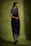 Shop_Babita Malkani_Black Satin Beads V-neck Designer Dress _at_Aza_Fashions