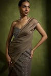 Babita Malkani_Brown Crepe, Tulle Sequins Sweetheart Neck Designer Gown _Online_at_Aza_Fashions