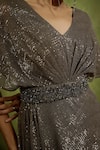 Babita Malkani_Brown Tulle Sequins V-neck Designer Gown _Online_at_Aza_Fashions
