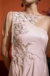 Buy_Babita Malkani_Pink Lycra Beads One Shoulder Designer Shimmer Gown _Online_at_Aza_Fashions