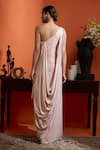 Shop_Babita Malkani_Pink Lycra Beads One Shoulder Designer Shimmer Gown _at_Aza_Fashions