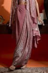 Babita Malkani_Pink Georgette Open , Square Dark Shimmer Cape Set _Online_at_Aza_Fashions