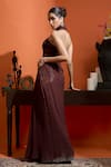 Shop_Babita Malkani_Brown Georgette Sequins Halter Neck Ombre Gown _at_Aza_Fashions