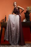Buy_Babita Malkani_Brown Georgette Sequins Halter Neck Ombre Gown _Online_at_Aza_Fashions