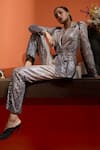 Babita Malkani_Black Georgette Sequins Ombre Blazer And Pant Set _Online_at_Aza_Fashions