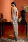 Shop_Babita Malkani_Gold Georgette One Shoulder Champagne Shimmer Dress _at_Aza_Fashions