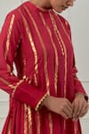 Buy_Musal_Fuchsia Cotton, Chanderi, Lurex Zari Mandarin Collar Yashoda Devi Kurta Set 