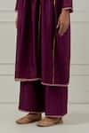 Buy_Musal_Purple Chanderi, Cotton, Lurex V-neck Hansa Bai Kurta Set 
