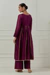 Shop_Musal_Purple Chanderi, Cotton, Lurex V-neck Hansa Bai Kurta Set _at_Aza_Fashions