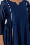Shop_Musal_Blue Chanderi, Cotton, Lurex, Silk Organza V-neck Avantibai Kurta Set 