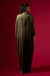 Shop_Omana By Ranjana Bothra_Green Modal, Satin V-neck Designer Kaftan _at_Aza_Fashions