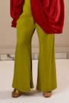 Omana By Ranjana Bothra_Red Silk , V-neck Top And Lime Green Pant _Online_at_Aza_Fashions